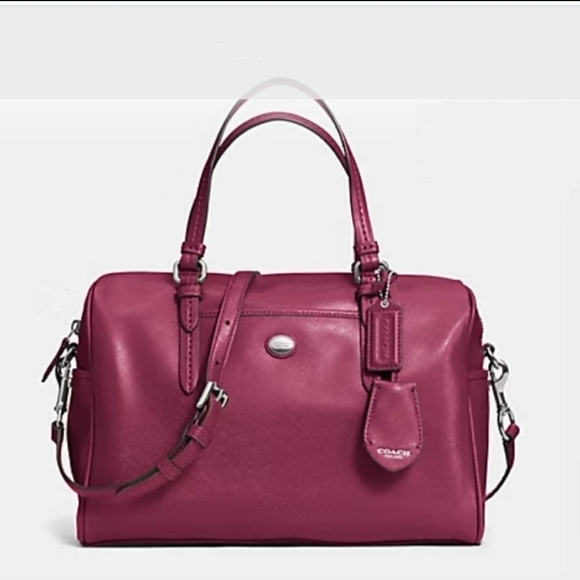 Coach Peyton Merlot Leather Nancy Satchel/Crossbody Purse E1492-F31403 - Picture 1 of 14